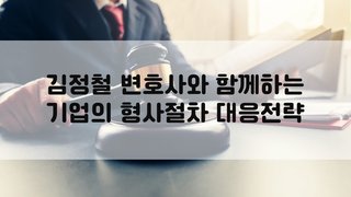 김정철 변호사와 함께하는 기업의 형사절차 대응전략